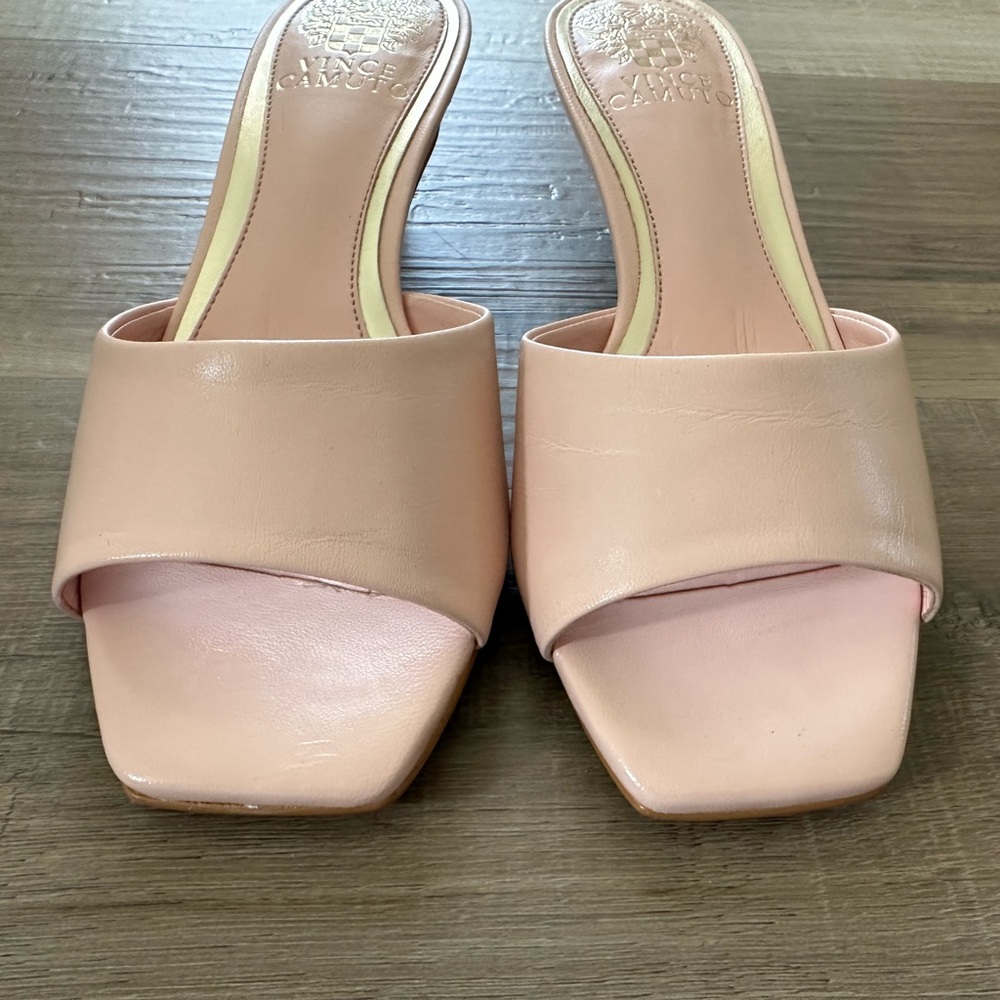 Vince Camuto Leather Kitten Mules - Faiza - 6M - Pale Peony - Picture 5 of 8